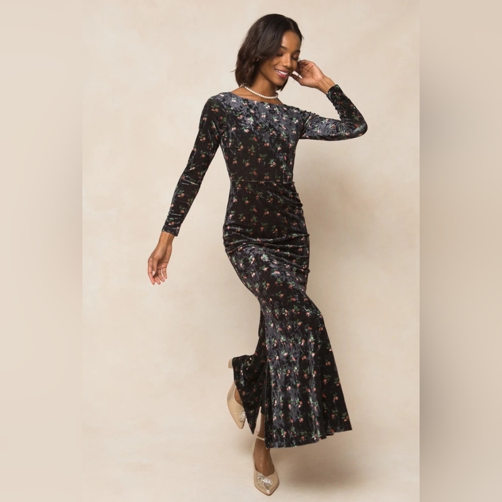 Elegant Floral Black Dress